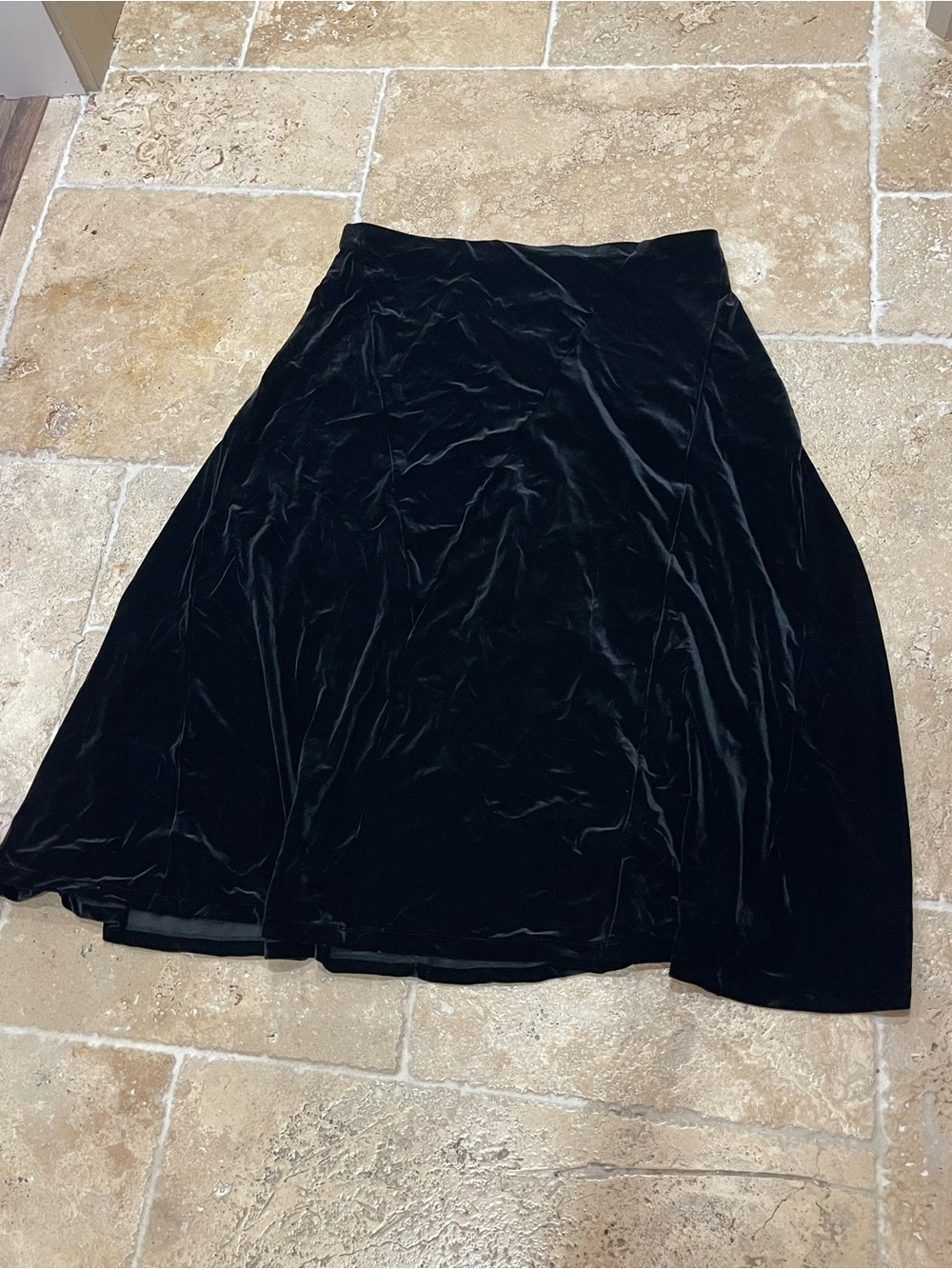 Coldwater Creek Skirt Pull On Stretch Velvet Black Petite XL